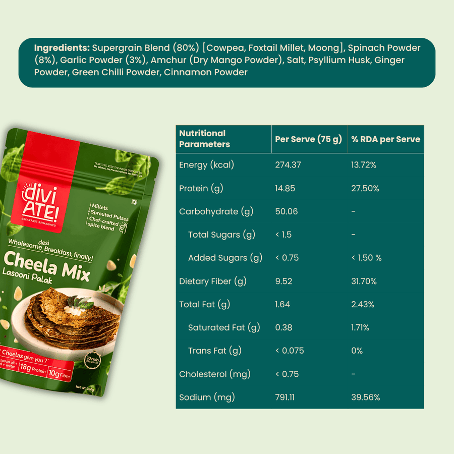 Lasooni Palak High Protein Cheela Mix