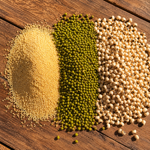 foxtail millet, moong, cowpea